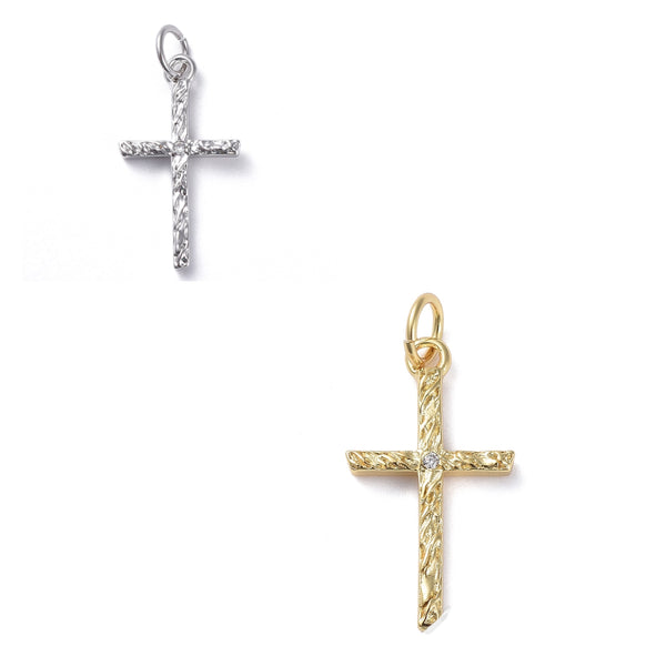 Cruz, Brass Enchapado 18k, Charm y Pendant