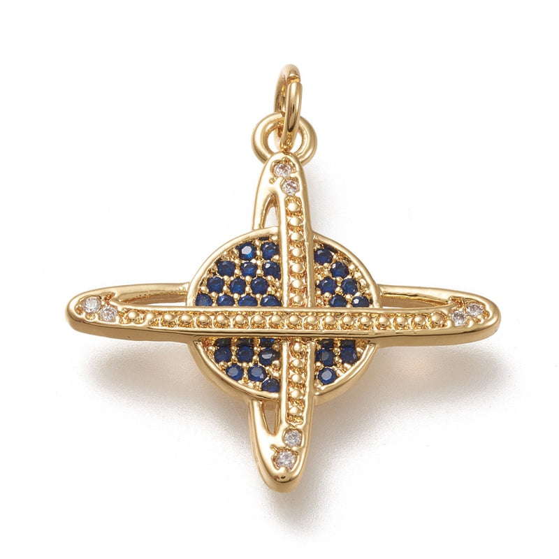 Planeta, Brass, Enchapado 18k, Charm y Pendant