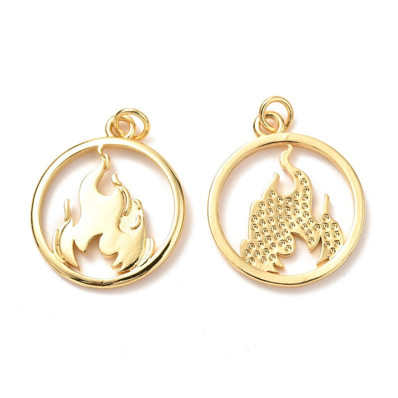 Fuego, Brass, Enchapado 18k, Charm y Pendant