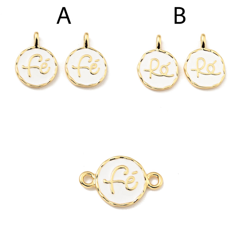 Fé, Brass, Enchapado 18k, Conector, Charm & Pendant