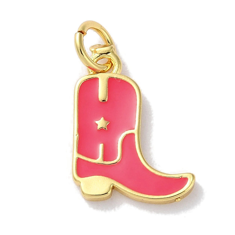 Bota de Vaquera, Vaquero, Brass, Enchapado 18k, Charm y Pendant