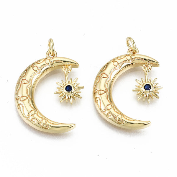 Luna, Sol, Brass, Enchapado 16k, Charm y Pendant