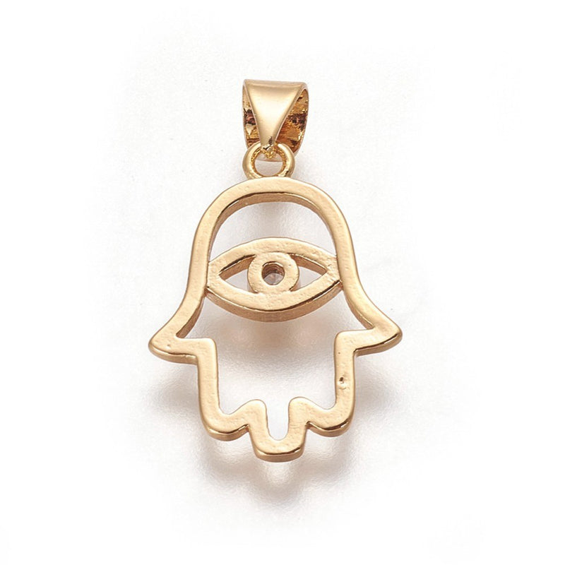 Mano de Hamsa, Fatima, Ojo, Brass, Enchapado, Charm y Pendant