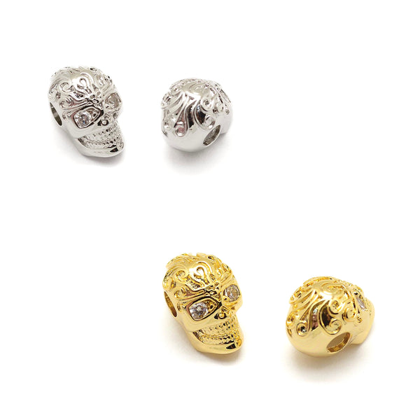 Calavera, Enchapado 18k, Rhinestone, Beads