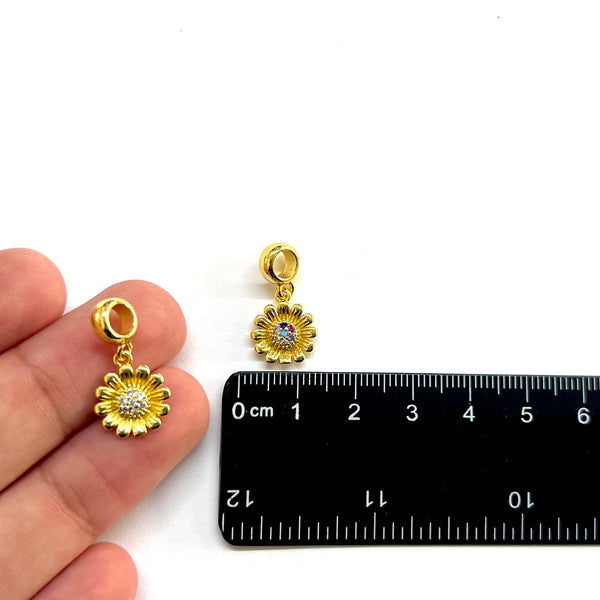 Girasol, Flor, Brass, Enchapado 18k, Charm y Pendant