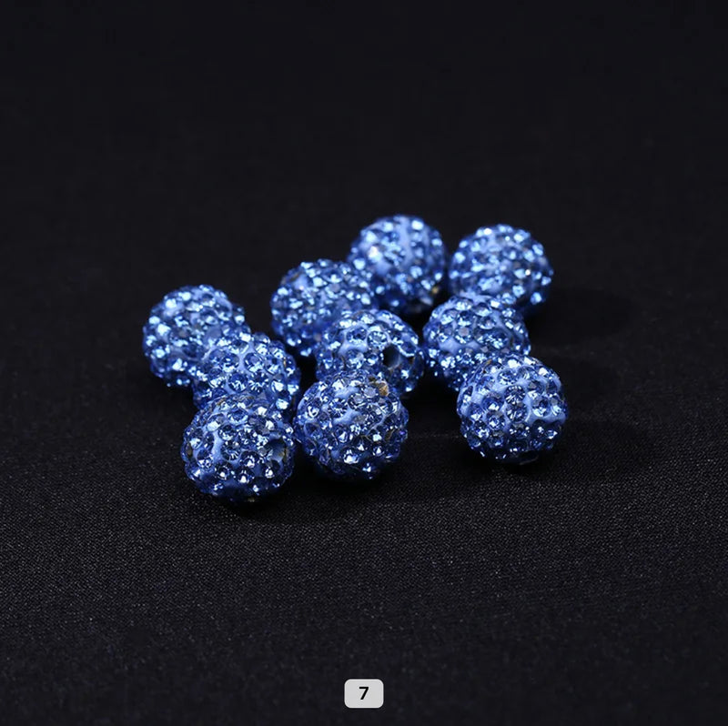 Rhinestone Clay Beads, 8mm