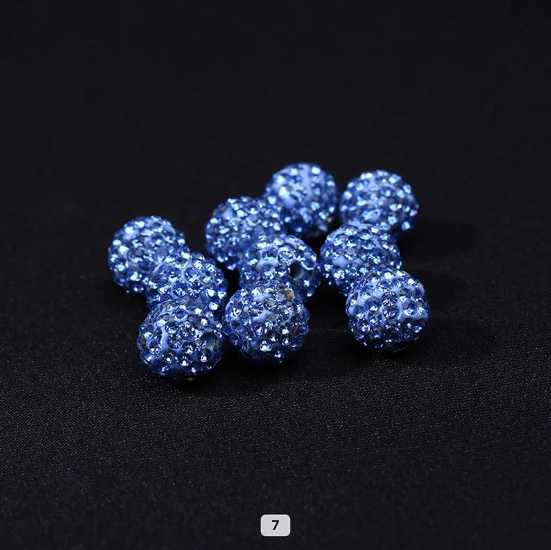 Rhinestone Clay Beads, 10mm