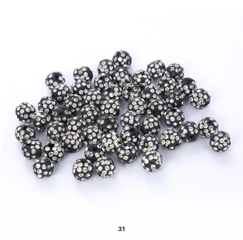 Rhinestone Clay Beads, 10mm