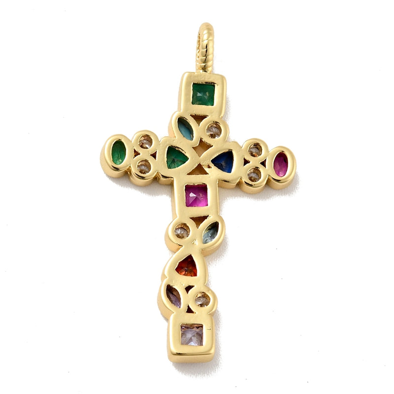 Cruz, Brass, Enchapado 18k, Charm y Pendant