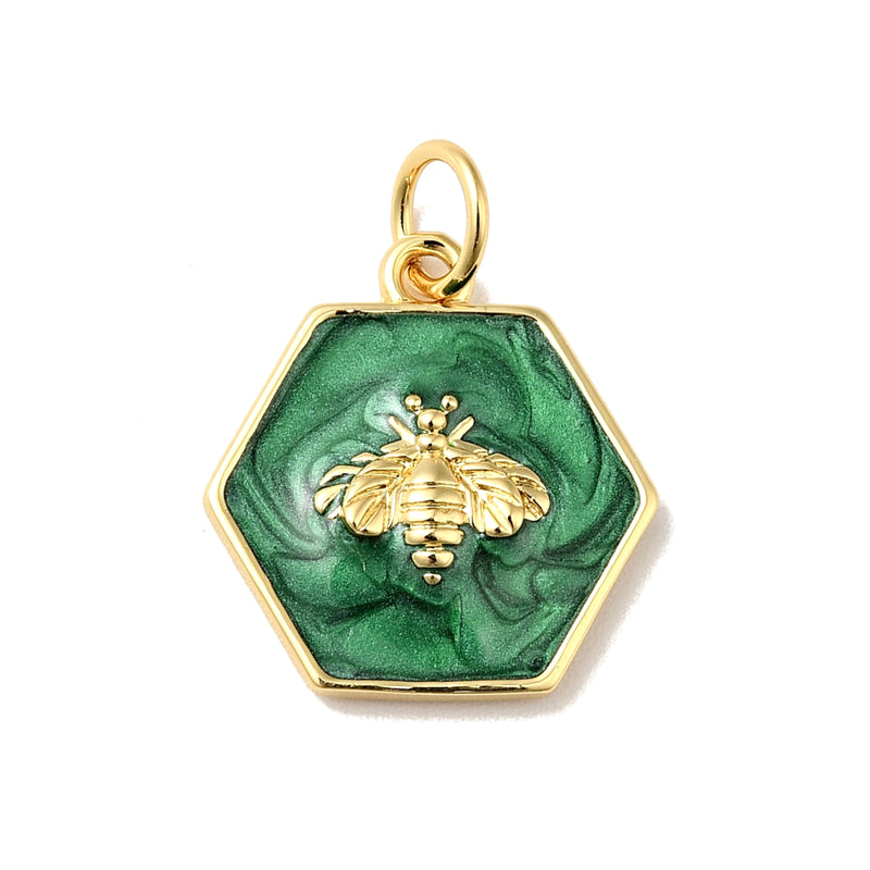 Abeja, Enchapado 18k, Enamel, Charm