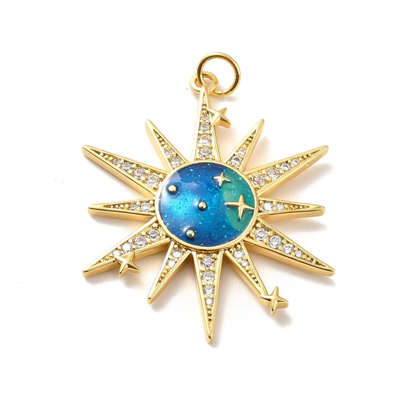 Sol, Brass, Enchapado 18k, Charm y Pendant