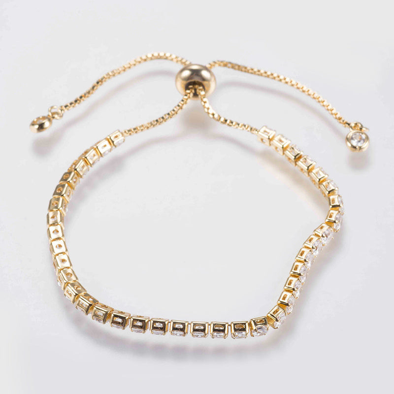 Pulsera Ajustable con Rhinestone, Brass