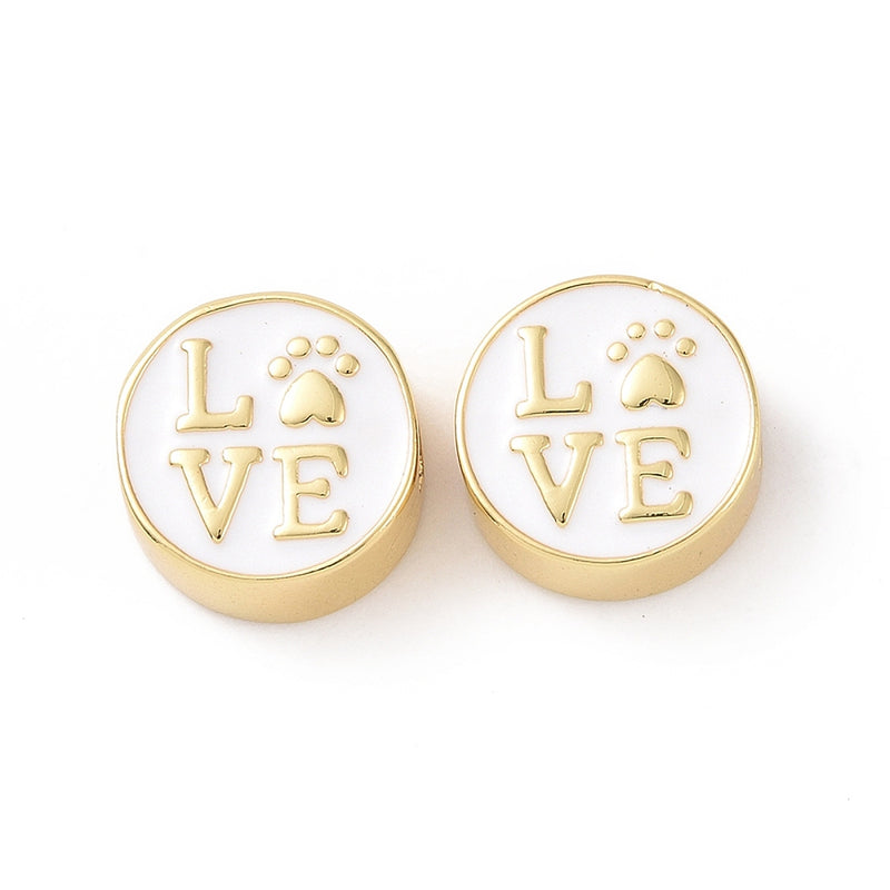 Love, Huella, Perro, Brass, Enchapado 18k, Beads