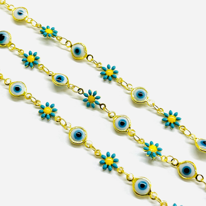 Cadena, Evil Eye, Ojo, Flor, Enchapado