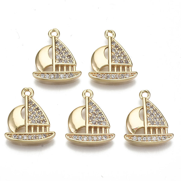 Barco, Velero, Brass, Enchapado 18k, Charm y Pendant