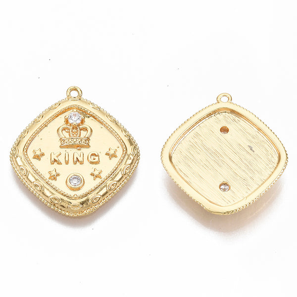 Moneda, Corona, King, Brass, Enchapado 18k, Charm y Pendant