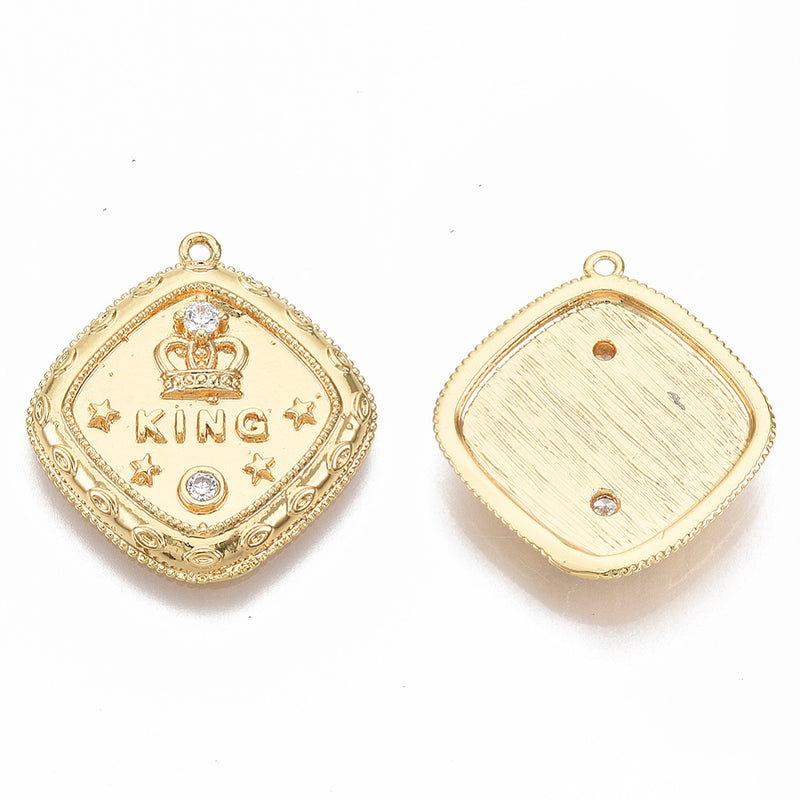 Moneda, Corona, King, Brass, Enchapado 18k, Charm y Pendant