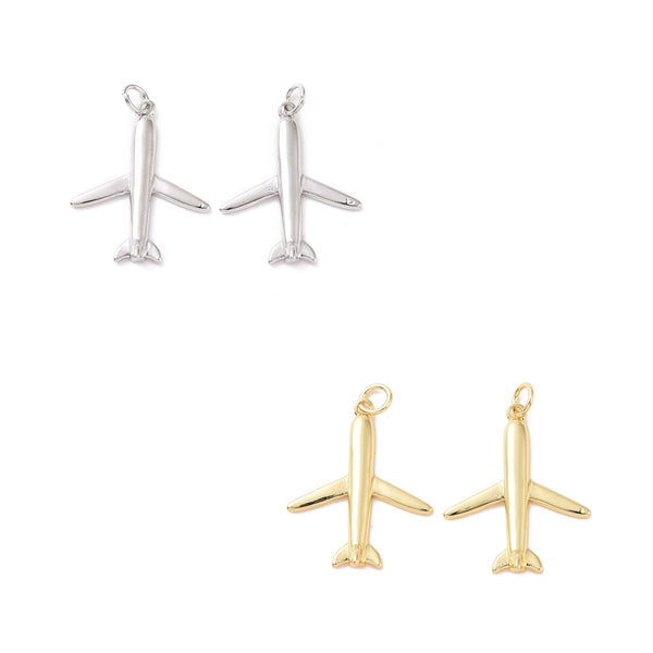 Avión, Brass, Enchapado 18k, Charm y Pendant