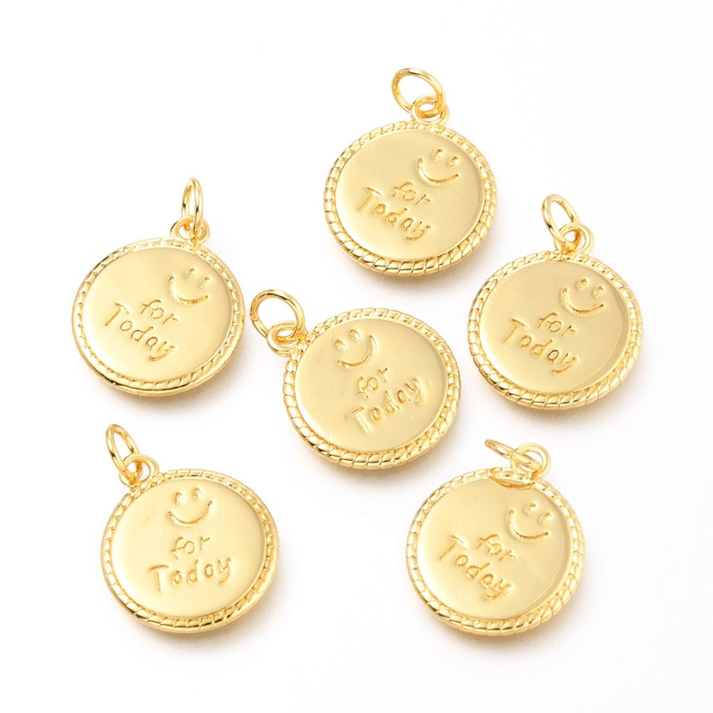 :) for today, Happy Face, Brass, Enchapado 18k, Charm y Pendant