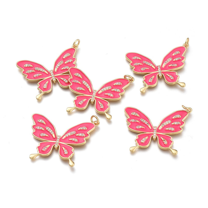 Mariposa, Brass, Enchapado 18k, Charm y Pendant