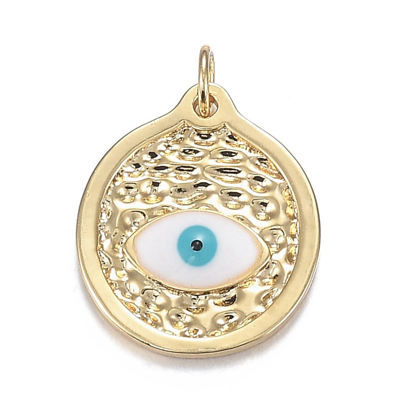 Ojo, Evil Eye, Brass, Enchapado 18k, Charm y Pendant