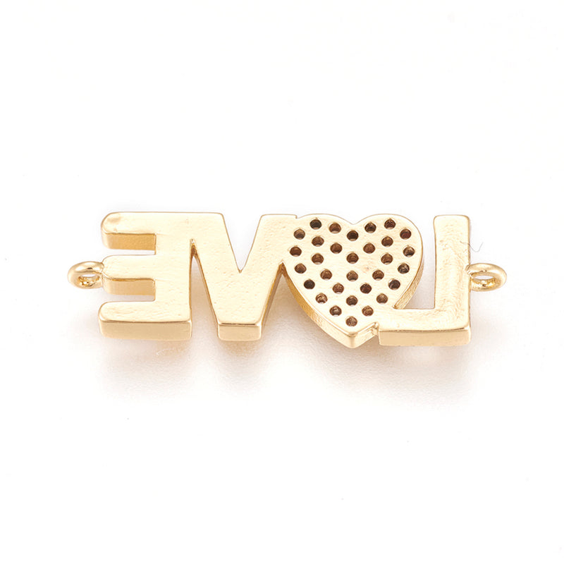 Love, Corazon, Brass, Enchapado 18k, Conector