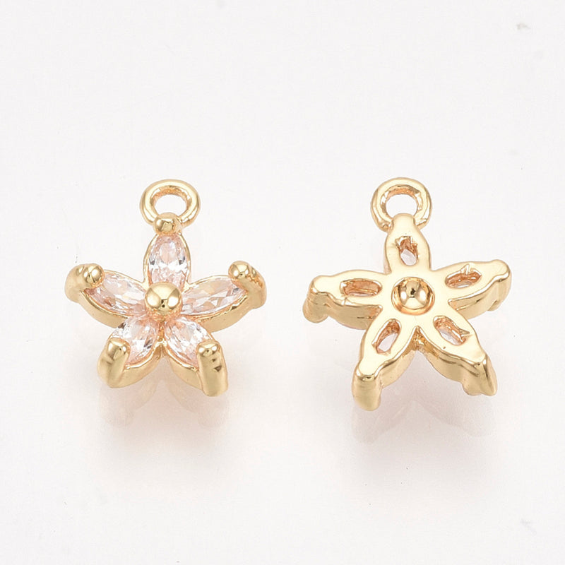 Flor, Brass, Enchapado 18k, Charm y Pendant