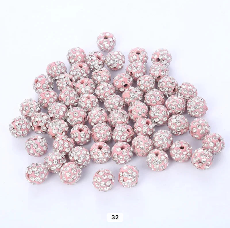 Rhinestone Clay Beads, 8mm