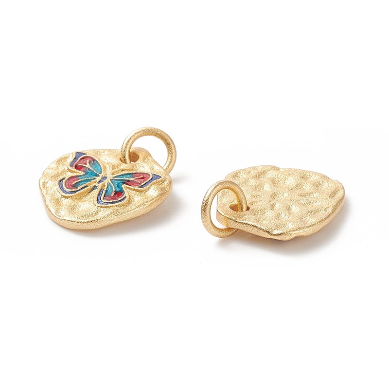 Mariposa, Brass, Enchapado 18k, Charm y Pendant