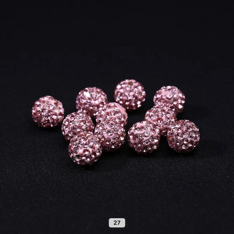 Rhinestone Clay Beads, 8mm