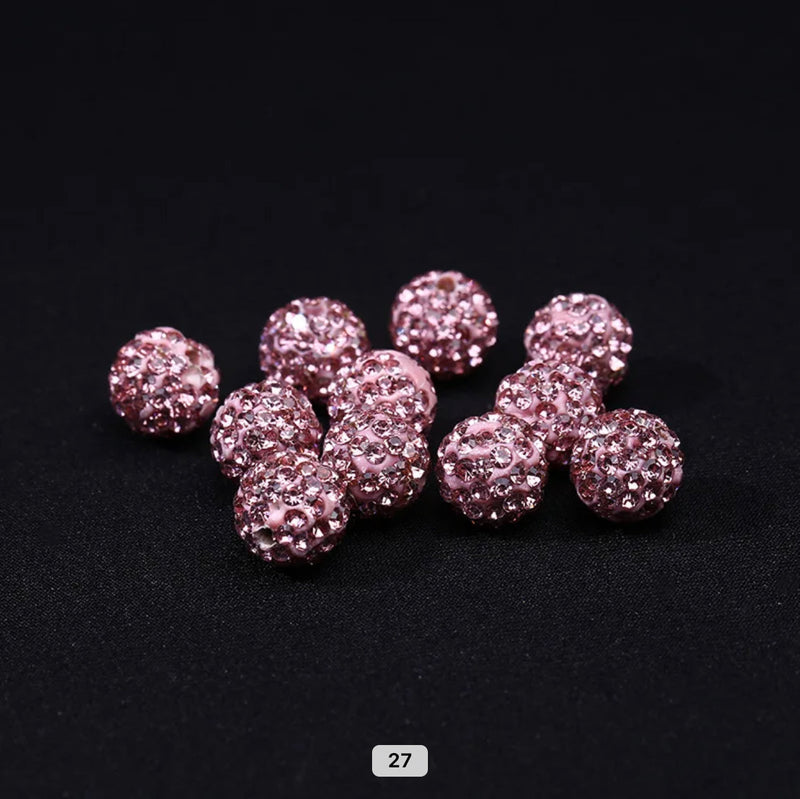 Rhinestone Clay Beads, 10mm