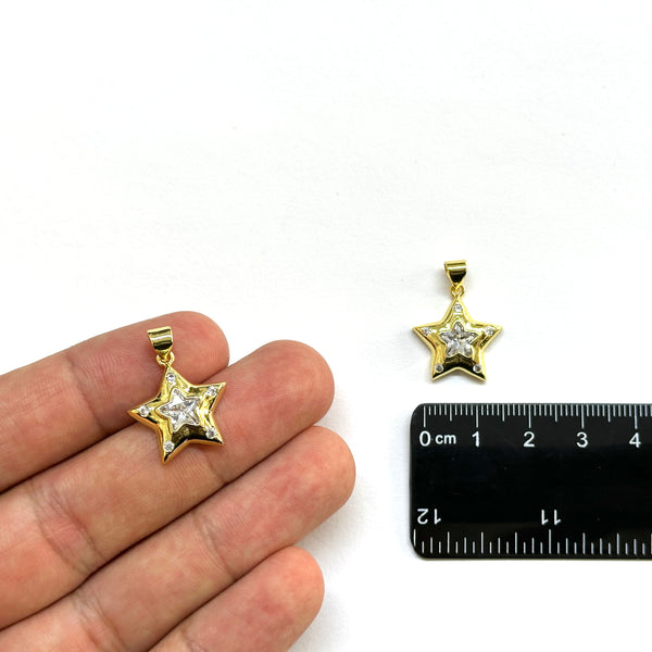 Estrella, Brass Enchapado 18k, Charm y Pendant