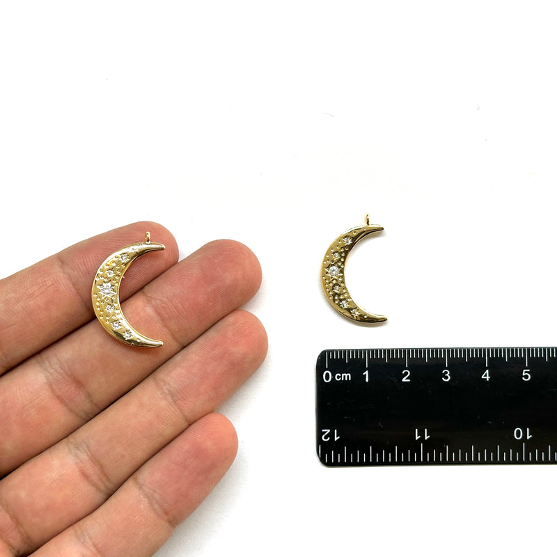 Luna, Brass, Enchapado 18k, Charm y Pendant