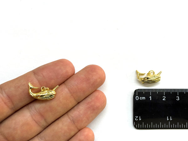 Narval, Ballena, Brass, Enchapado 18k, Charm/Pendant