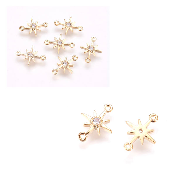 Estrella, Enchapado 18k, Rhinestone, Conector