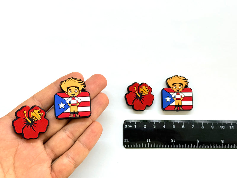 Flor de maga, Bandera, Jibaro, Coqui, Puerto Rico, Silicona, Beads