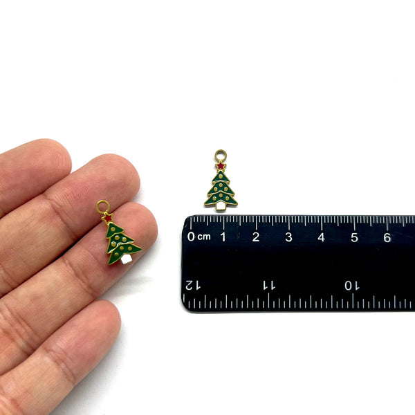 Árbol de Navidad, Navidad, Stainless Steel, Enchapado 18k, Charm/Pendant