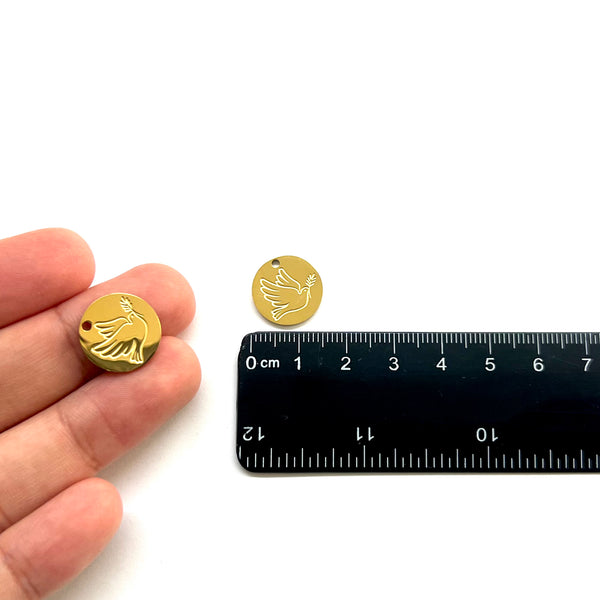 Paloma, Stainless Steel, Enchapado 18k, Charm/Pendant