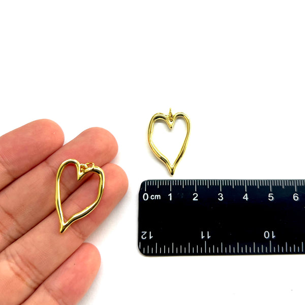 Corazón, Brass, Enchapado 18k, Charm/Pendant