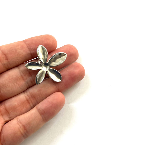 Flor, Sortija Ajustable, Stainless Steel