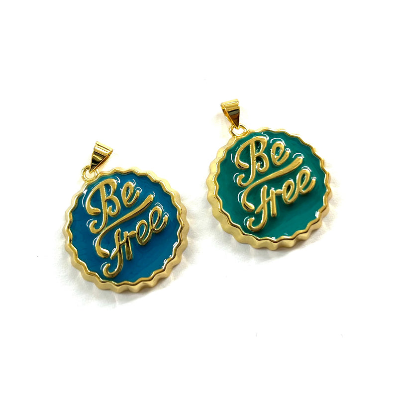 Be Free, Tapa de Refresco, Brass, Enchapado 16k, Charm y Pendant