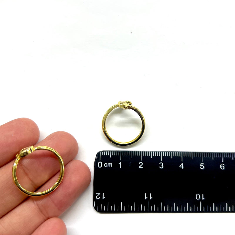 Luna, Estrella, Sortija Ajustable, Enchapado 16k