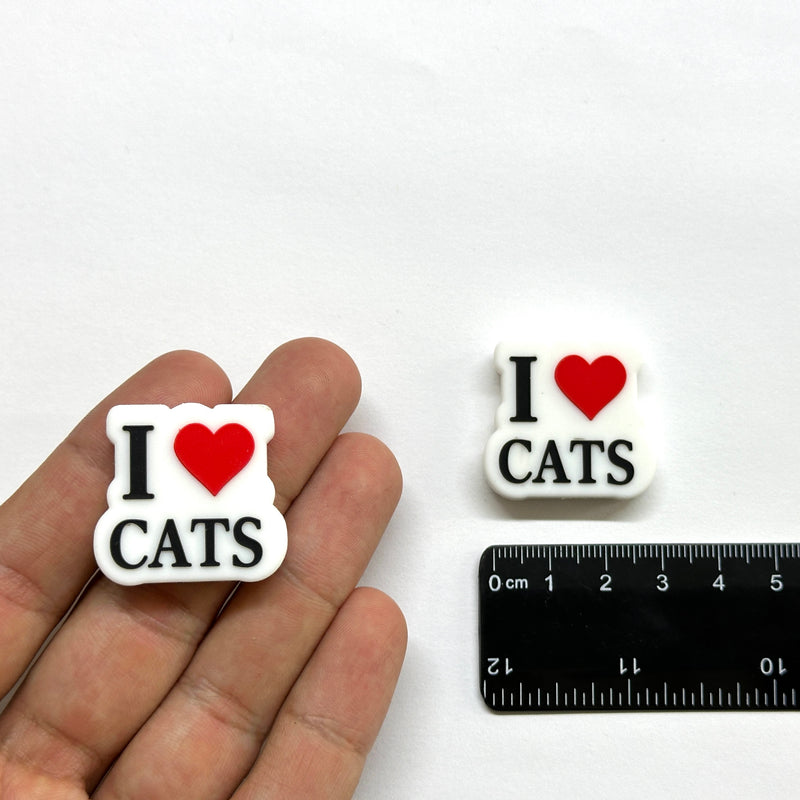 I Love Cats, Gato, Silicona, Beads