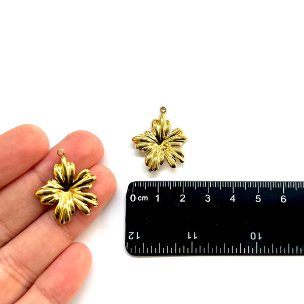 Flor, Stainless Steel, Enchapado 18k, Charm/Pendant