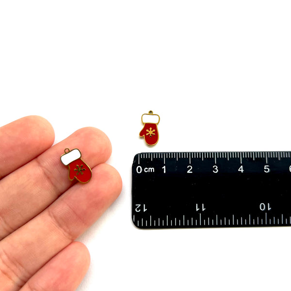 Guante de Navidad, Navidad, Stainless Steel, Enchapado 18k, Charm/Pendant