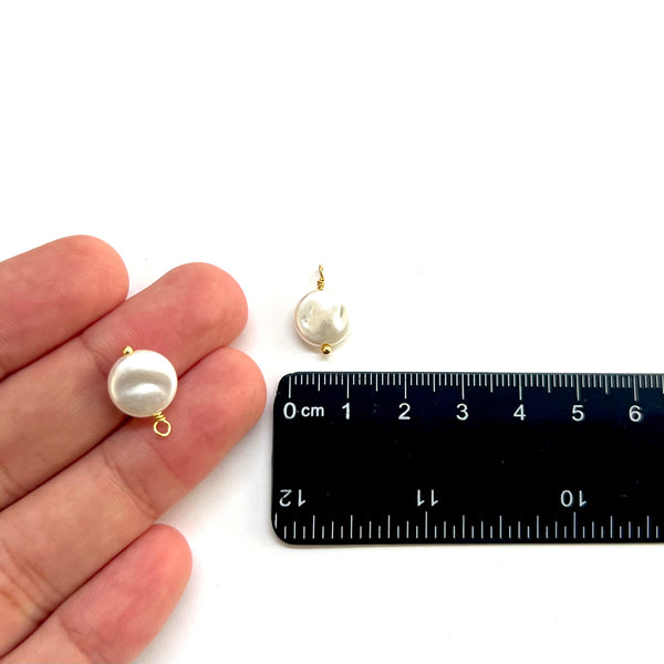 Círculo, Perla, Brass, Enchapado 18k, Charm/Pendant