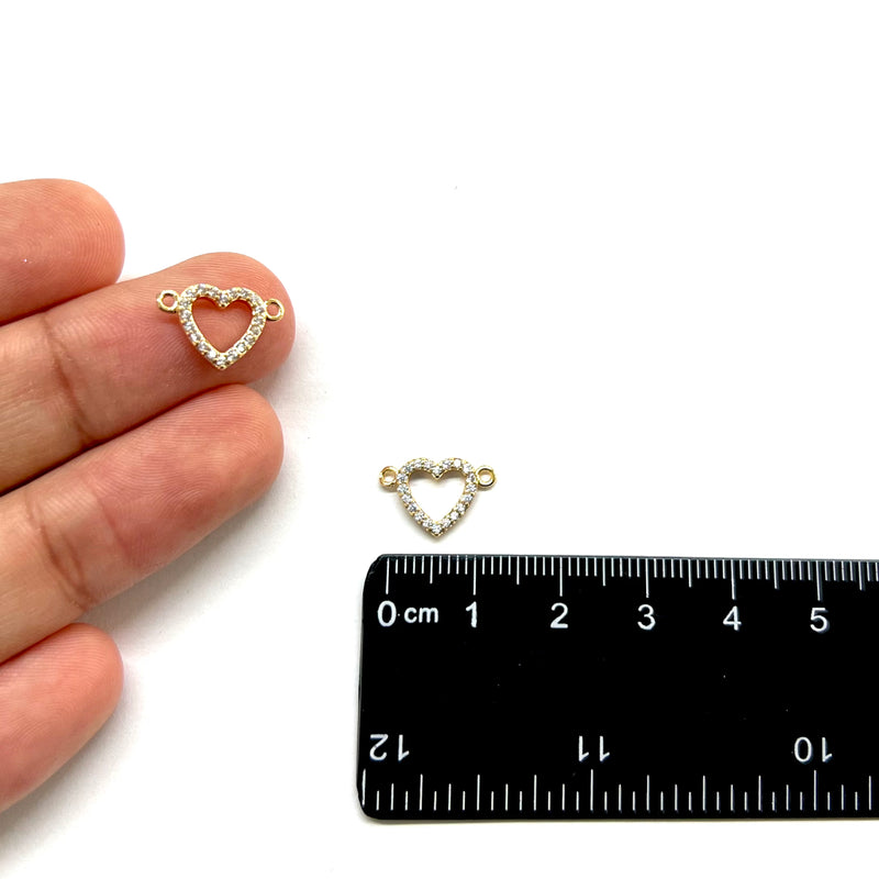 Corazón, Enchapado 18k, Rhinestone, Conector