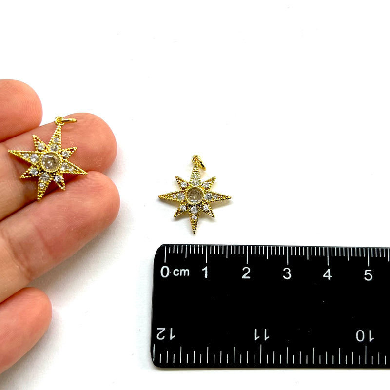 Estrella, Enchapado 20k, Rhinestone, Charm