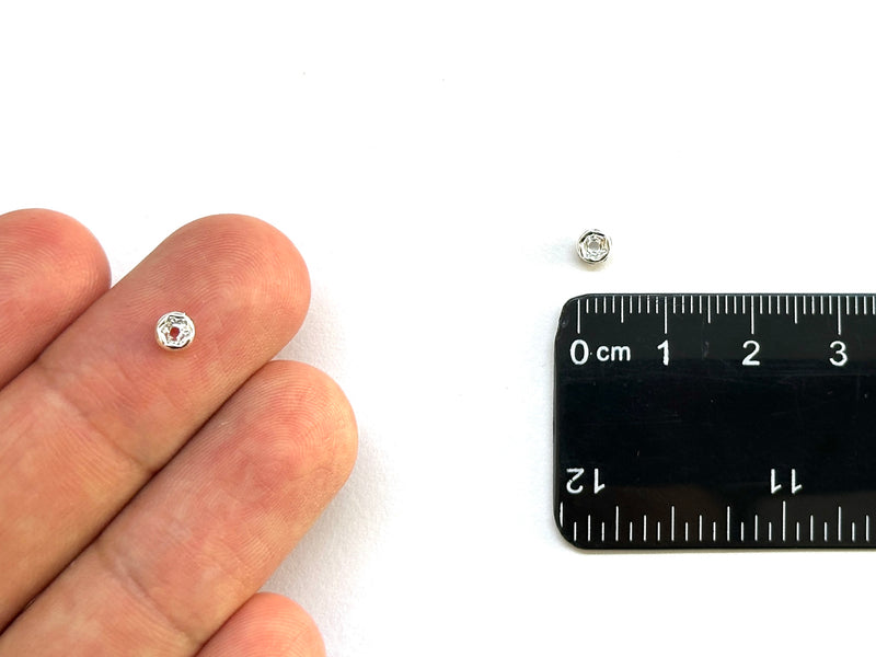 Separadores con Rhinetsone, Brass, 4mm, Beads/Separadores