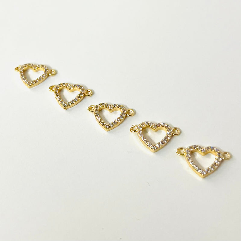 Corazón, Enchapado 18k, Rhinestone, Conector